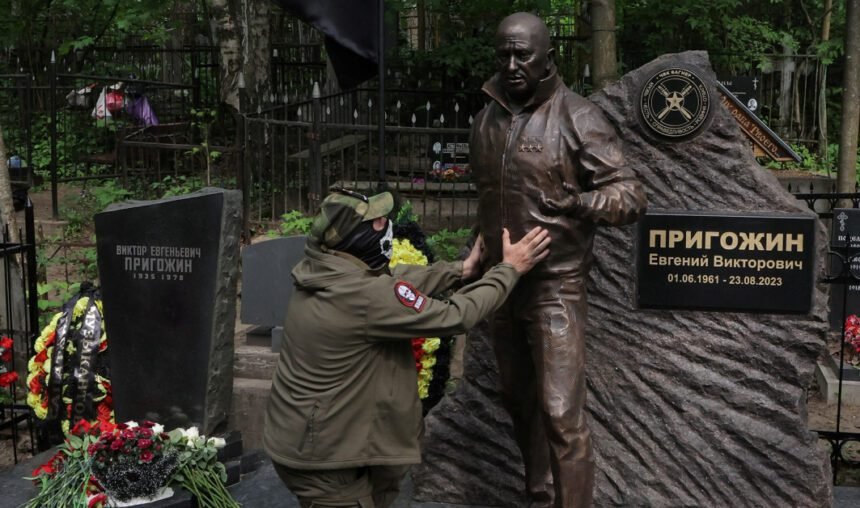 Supporters pay respects to Wagner’s Prigozhin at unveiled memorial statue