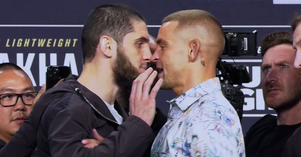 Islam Makhachev, Dustin Poirier pulled aside by security after heated UFC 302 faceoff